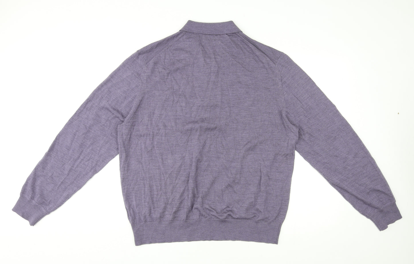Autograph Mens Purple Collared Wool Pullover Jumper Size 2XL Long Sleeve