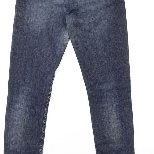 Fat Face Womens Blue Cotton Skinny Jeans Size 12 L31 in Regular Zip