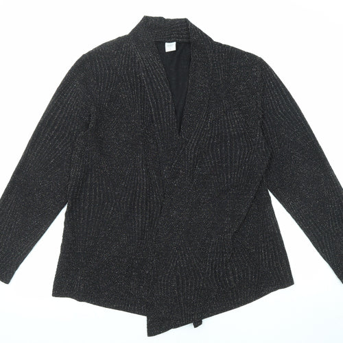 Cotton Traders Womens Black V-Neck Geometric Polyamide Cardigan Jumper Size 18