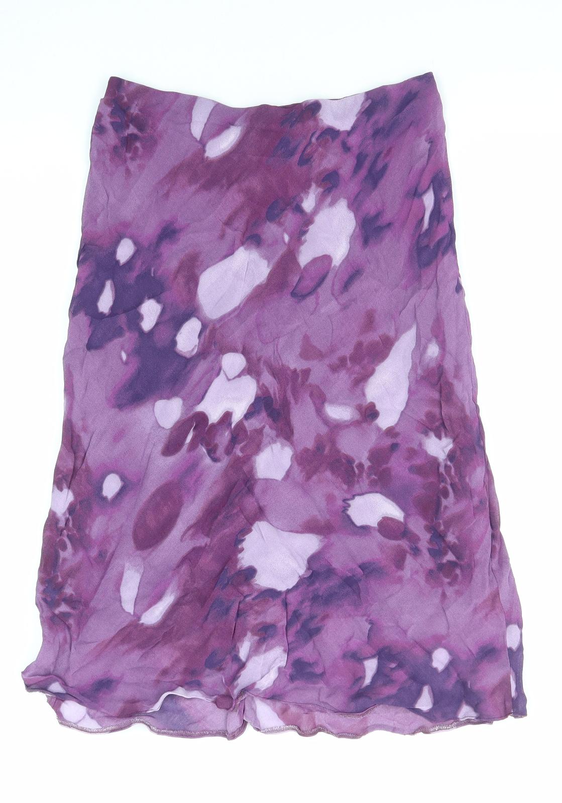 Tagg Womens Purple Geometric Viscose A-Line Skirt Size 14