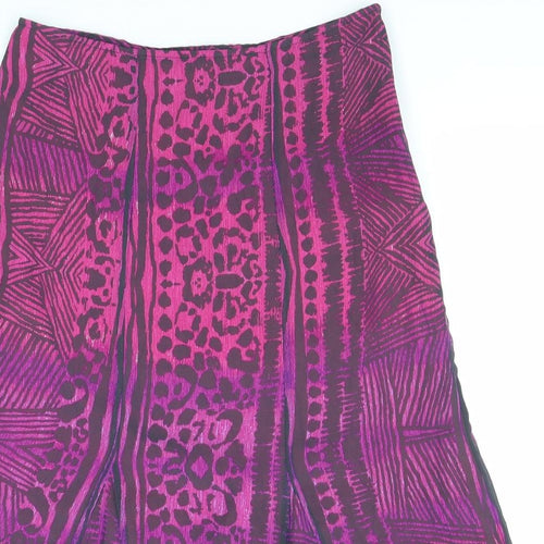 Per Una Womens Purple Geometric Polyester Peasant Skirt Size 10 Zip