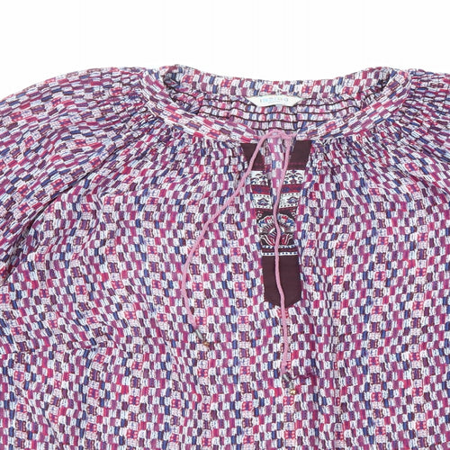 Marks and Spencer Womens Multicoloured Geometric Polyester Basic Blouse Size 16 Round Neck
