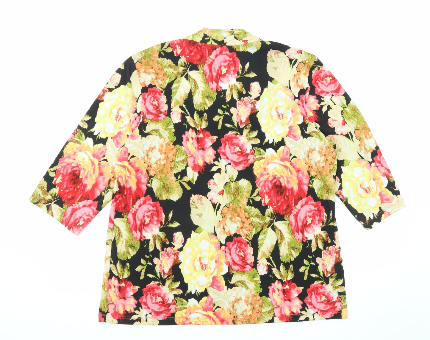Kim & Co Womens Multicoloured Floral Polyester Basic Blouse Size 2XL V-Neck