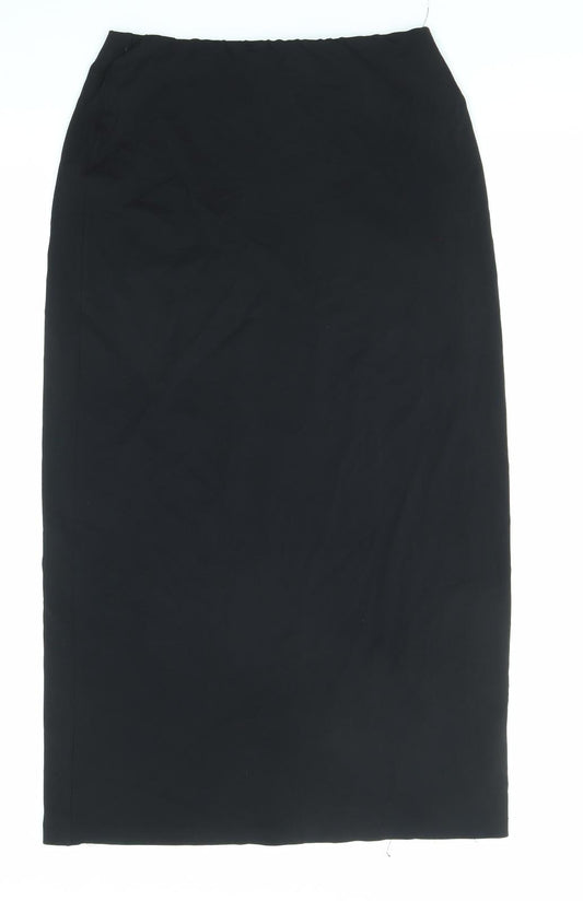 Marks and Spencer Womens Black Viscose Straight & Pencil Skirt Size 10 Zip