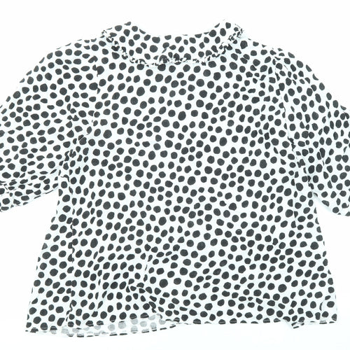 M&Co Womens Black Polka Dot Viscose Basic Blouse Size 20 Collared