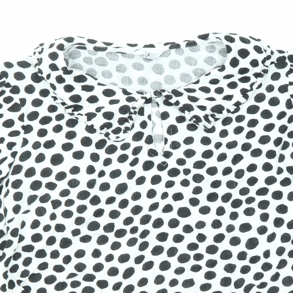 M&Co Womens Black Polka Dot Viscose Basic Blouse Size 20 Collared