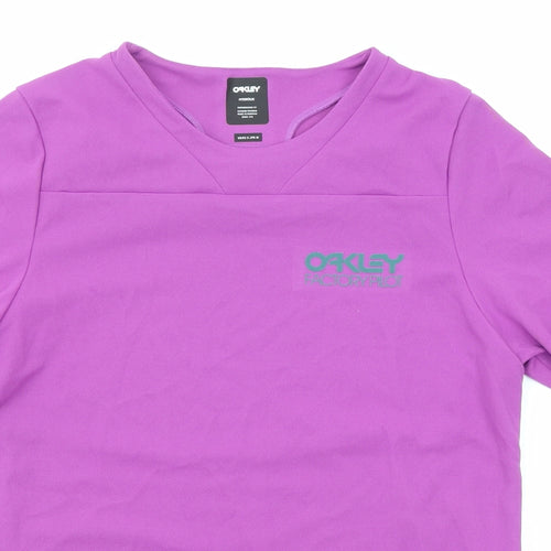 Oakley Womens Purple Polyester Basic T-Shirt Size M Round Neck