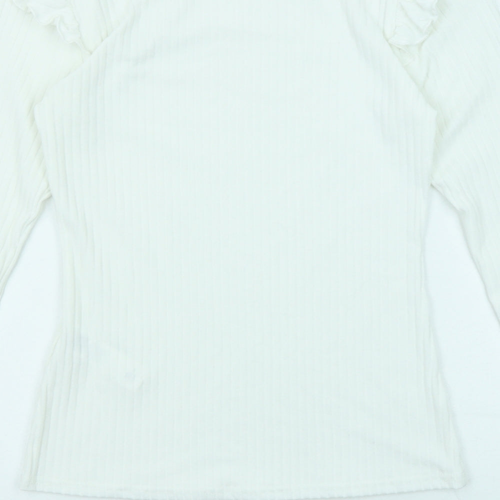 New Look Womens White Polyester Basic T-Shirt Size 10 Round Neck