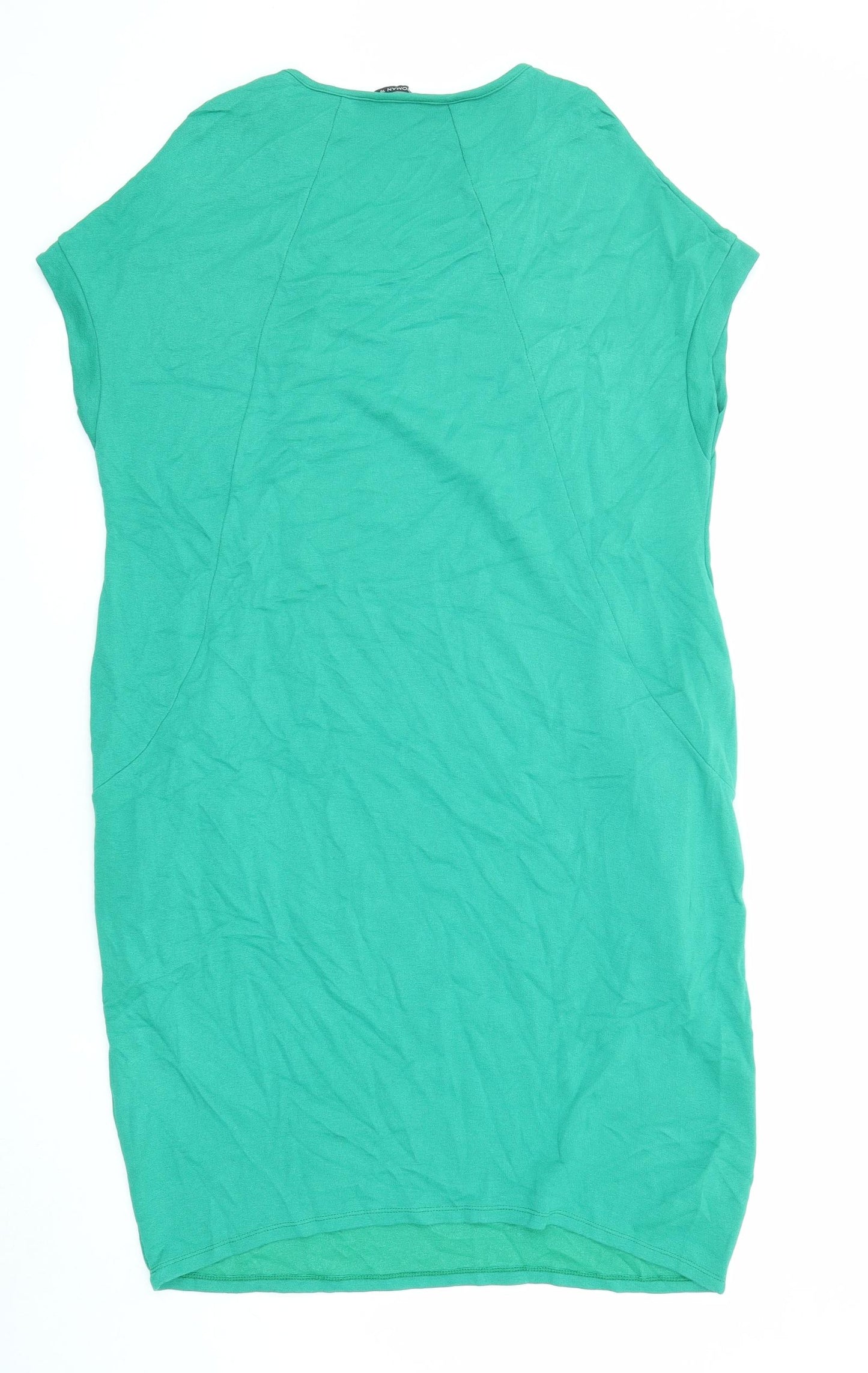 Roman Womens Green Viscose T-Shirt Dress Size 16 Round Neck Pullover