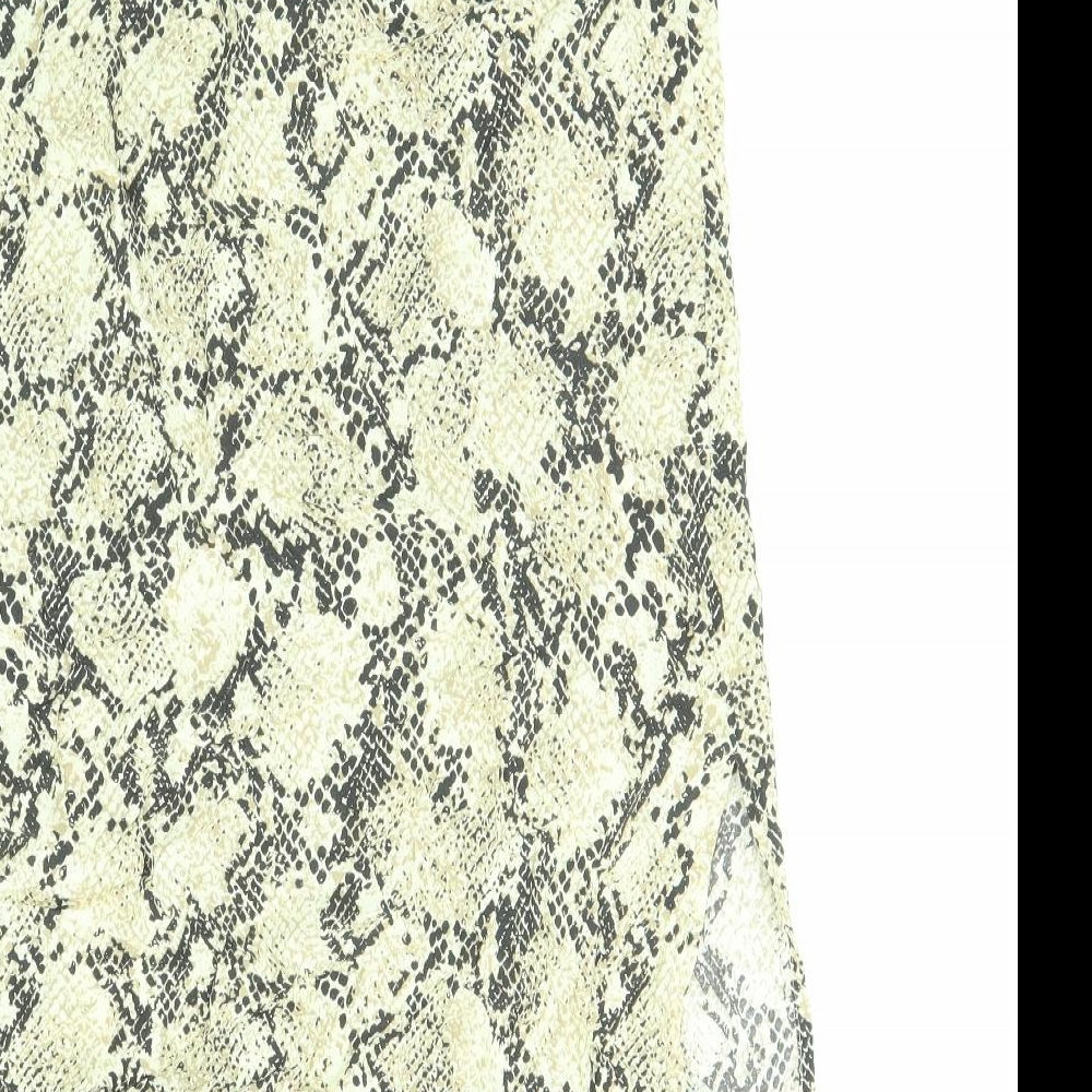 Marks and Spencer Womens Black Animal Print Viscose A-Line Skirt Size 8 - Snakeskin pattern