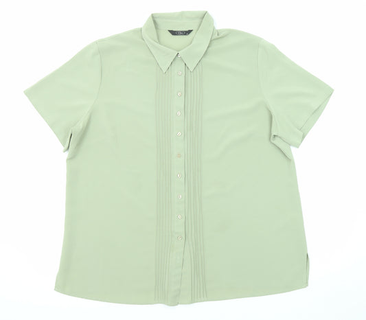 Bonmarché Womens Green Polyester Basic Button-Up Size 20 Collared