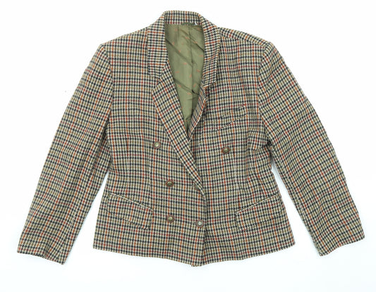 St Michael Womens Multicoloured Plaid Jacket Blazer Size 12 Button