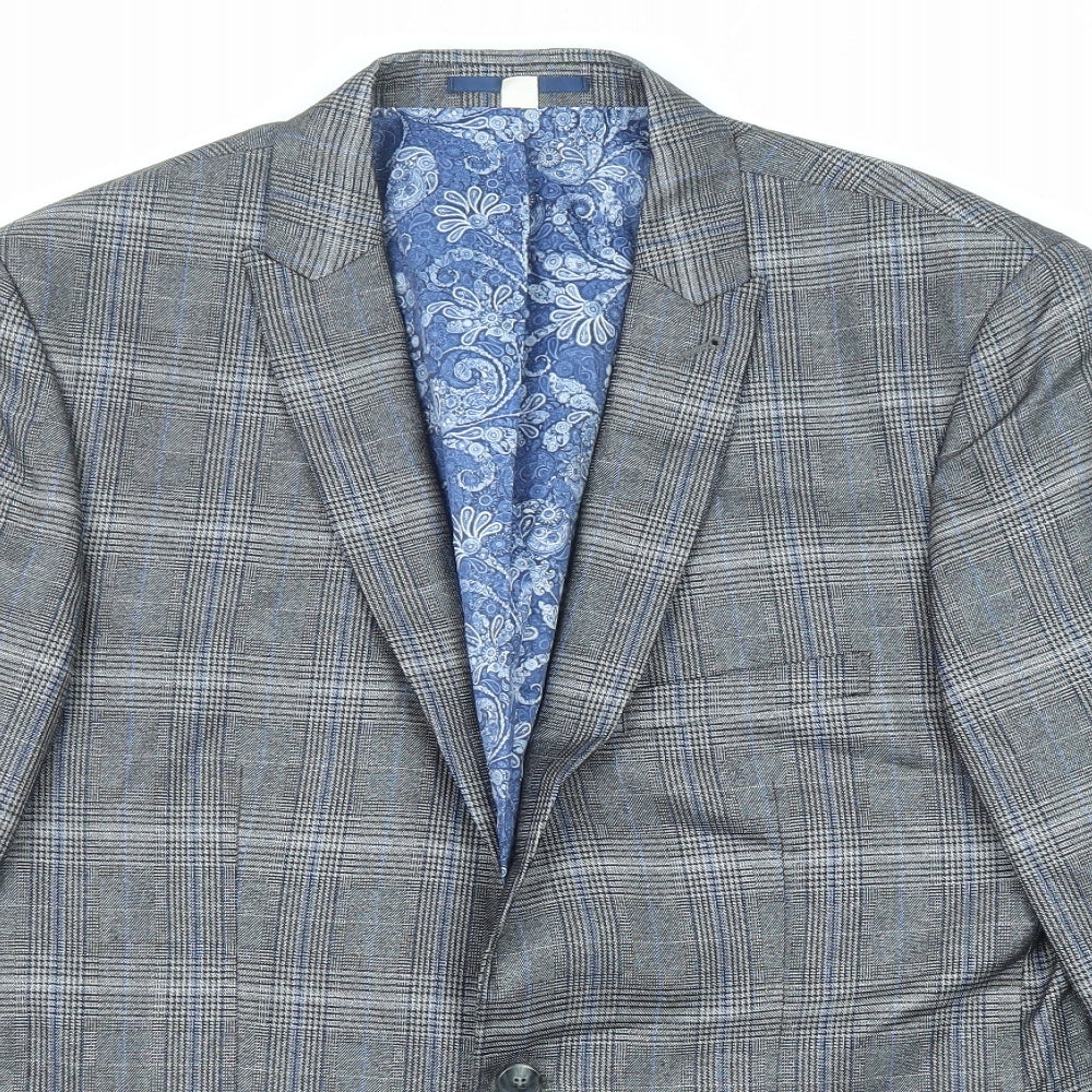 Jacamo Mens Grey Plaid Polyester Jacket Suit Jacket Size 44 Regular