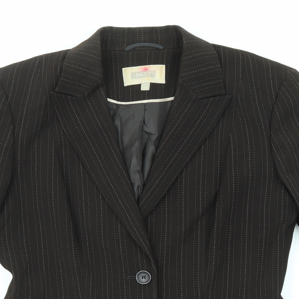 NEXT Womens Brown Striped Polyester Jacket Blazer Size 12