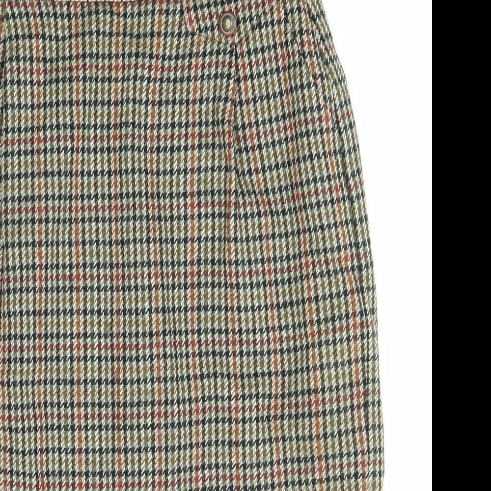 St Michael Womens Multicoloured Plaid Wool Straight & Pencil Skirt Size 14 Zip