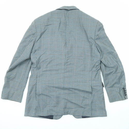 Marks and Spencer Mens Blue Geometric Wool Jacket Blazer Size 40 Regular
