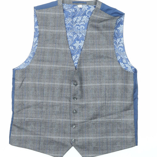 Jacamo Mens Grey Plaid Polyester Jacket Suit Waistcoat Size 44 Regular