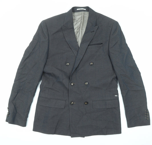 River Island Mens Grey Polyester Jacket Suit Jacket Size 40 Regular
