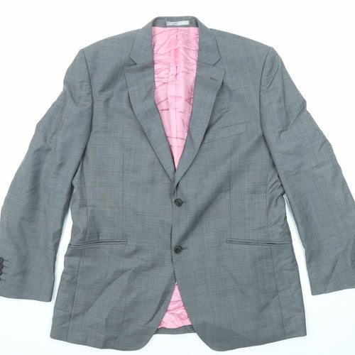 Aspen & Court Mens Grey Wool Jacket Suit Jacket Size 44 Regular