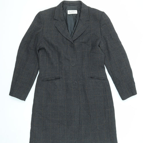 Planet Womens Black Overcoat Coat Size 12 Button