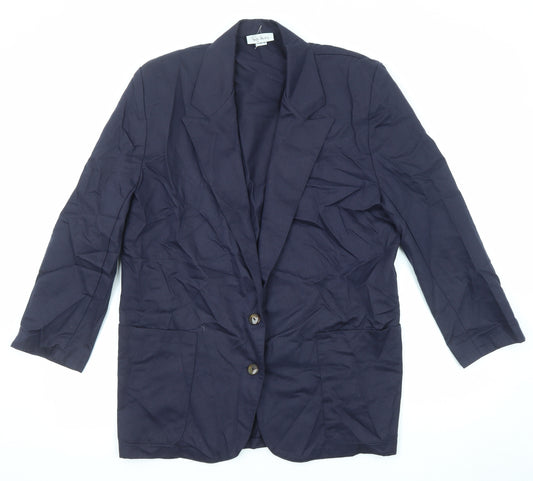 Design Studio Womens Blue Jacket Blazer Size 12 Button