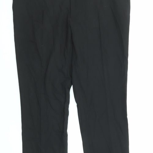 Marks and Spencer Mens Black Polyester Trousers Size 38 in L29 in Regular Zip