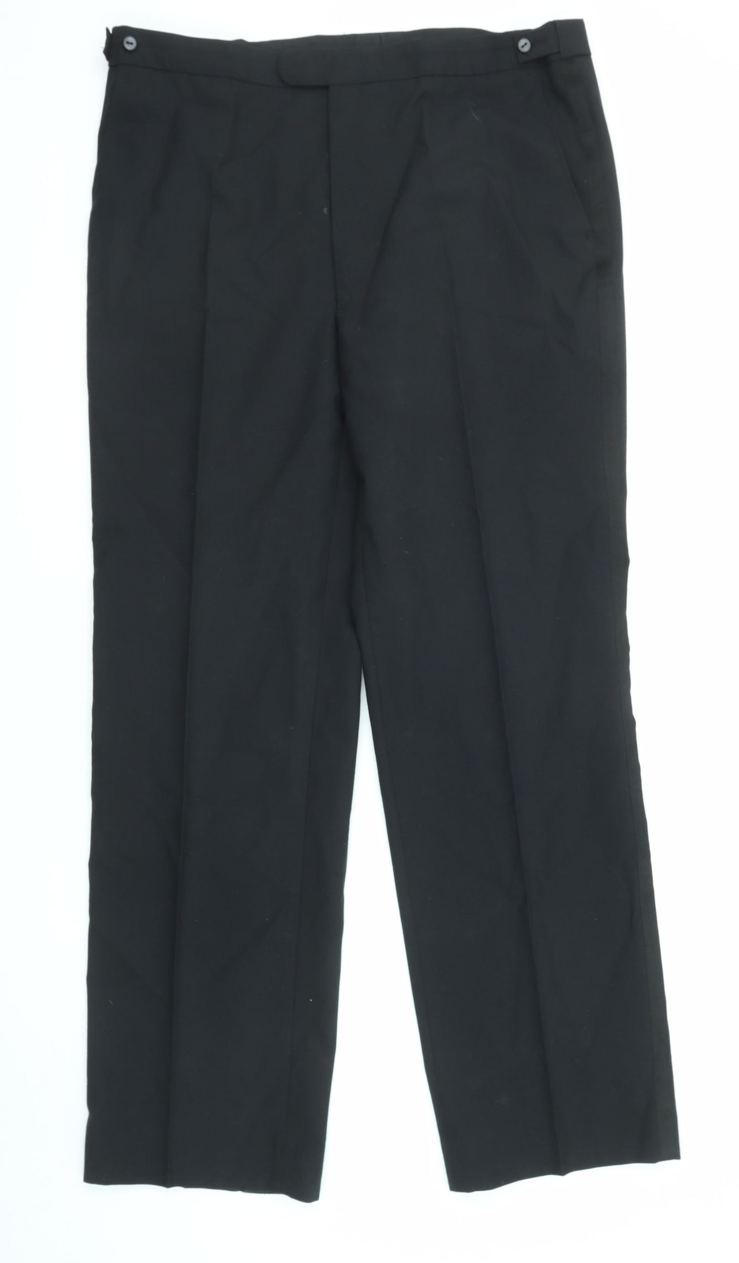 St Michael Mens Black Wool Trousers Size 38 in L33 in Regular Zip