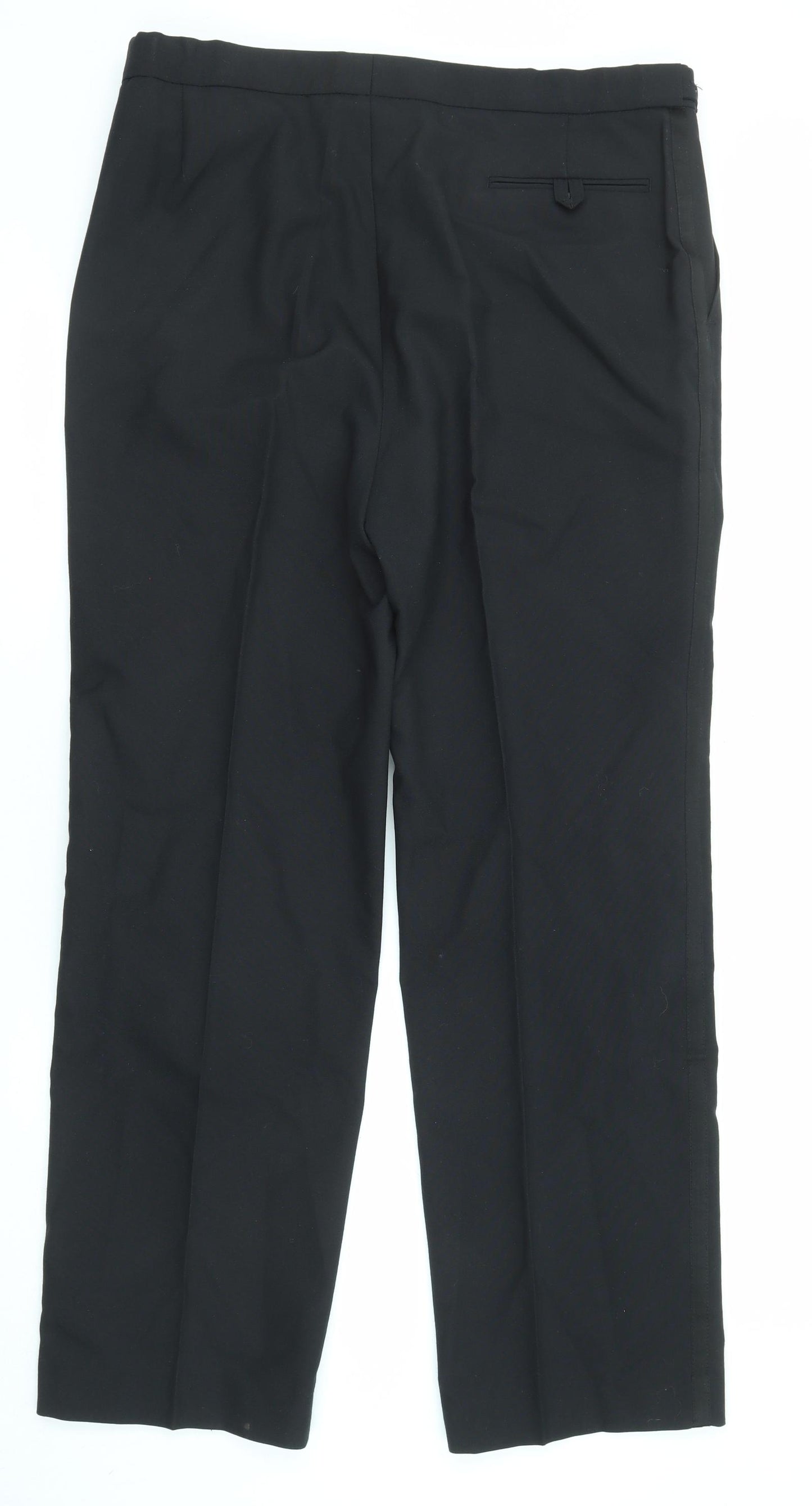 St Michael Mens Black Wool Trousers Size 38 in L33 in Regular Zip