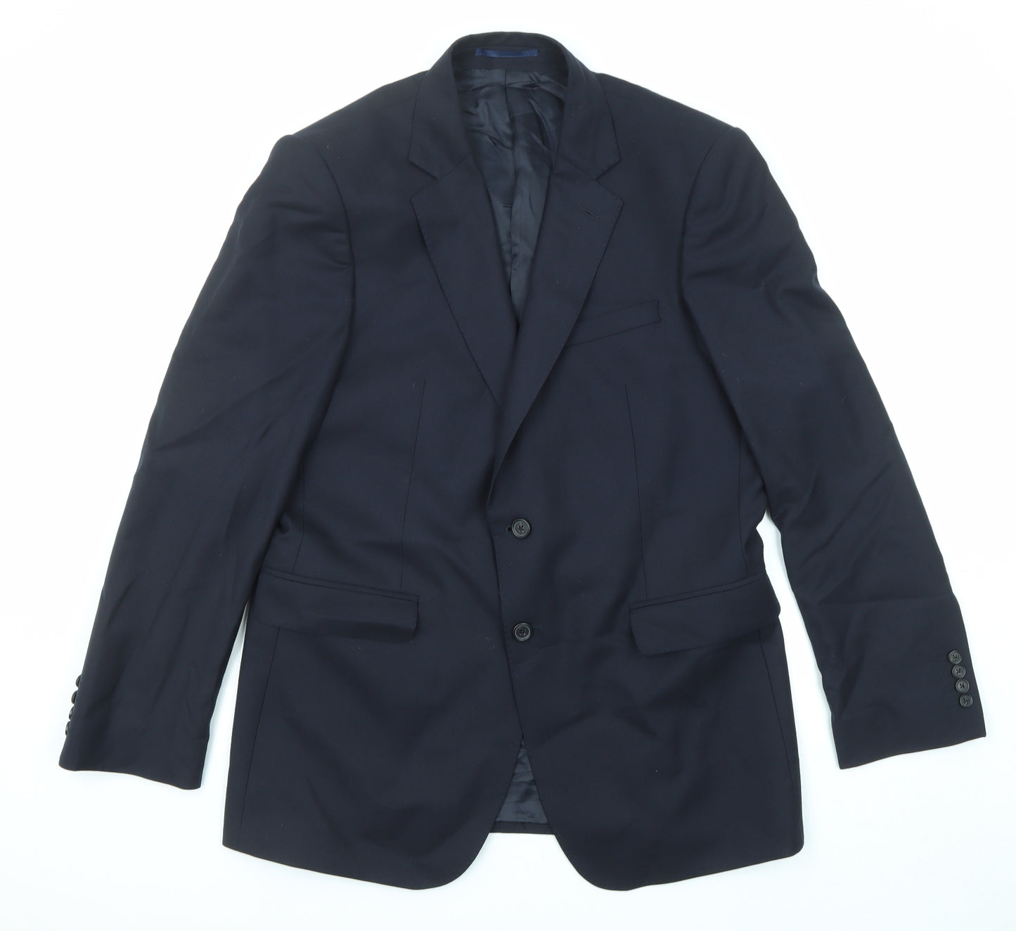 Jaeger Mens Blue Wool Jacket Suit Jacket Size 42 Regular