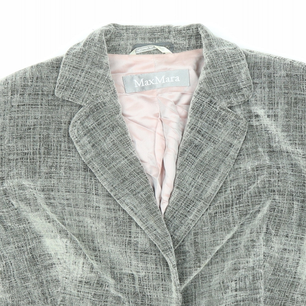 Max Mara Womens Grey Jacket Blazer Size 14 Button