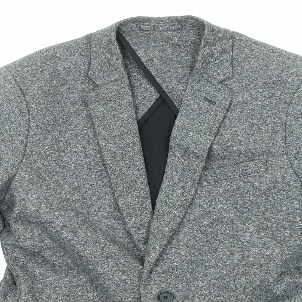 New Look Mens Grey Viscose Jacket Blazer Size 42 Regular