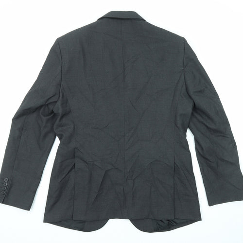 Moss Mens Black Polyester Jacket Suit Jacket Size 40 Regular