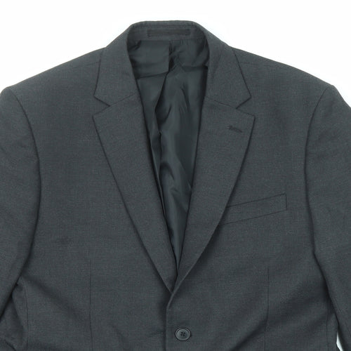 Moss Mens Black Polyester Jacket Suit Jacket Size 40 Regular