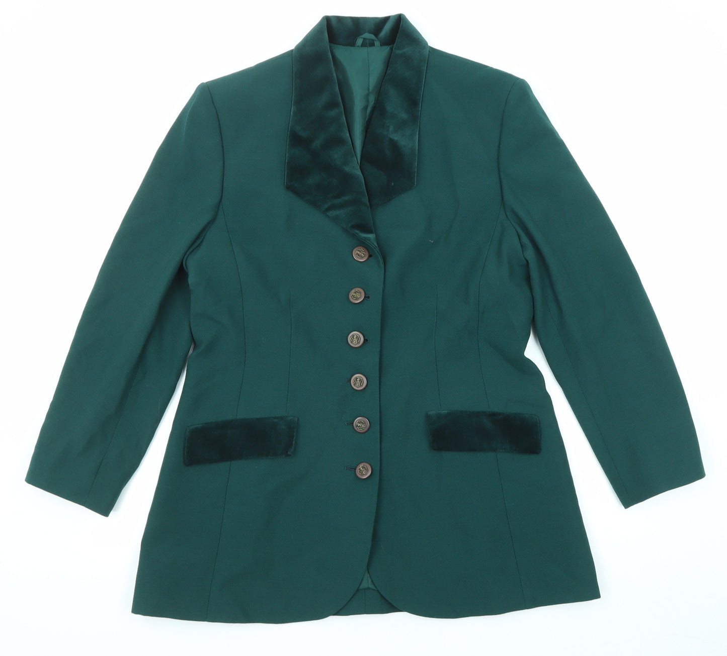 Country Casuals Womens Green Jacket Blazer Size 14 Button