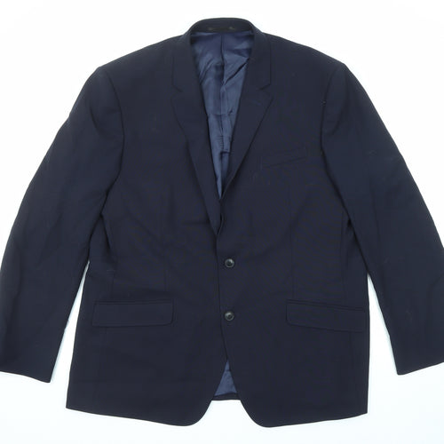 T.M.Lewin Mens Blue Wool Jacket Suit Jacket Size 48 Regular