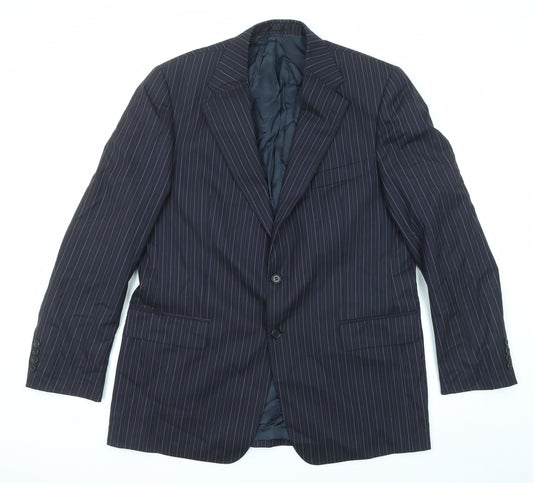 Magee Mens Purple Striped Wool Jacket Suit Jacket Size 38 Regular