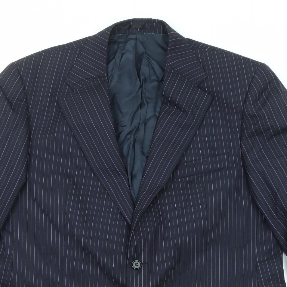 Magee Mens Purple Striped Wool Jacket Suit Jacket Size 38 Regular