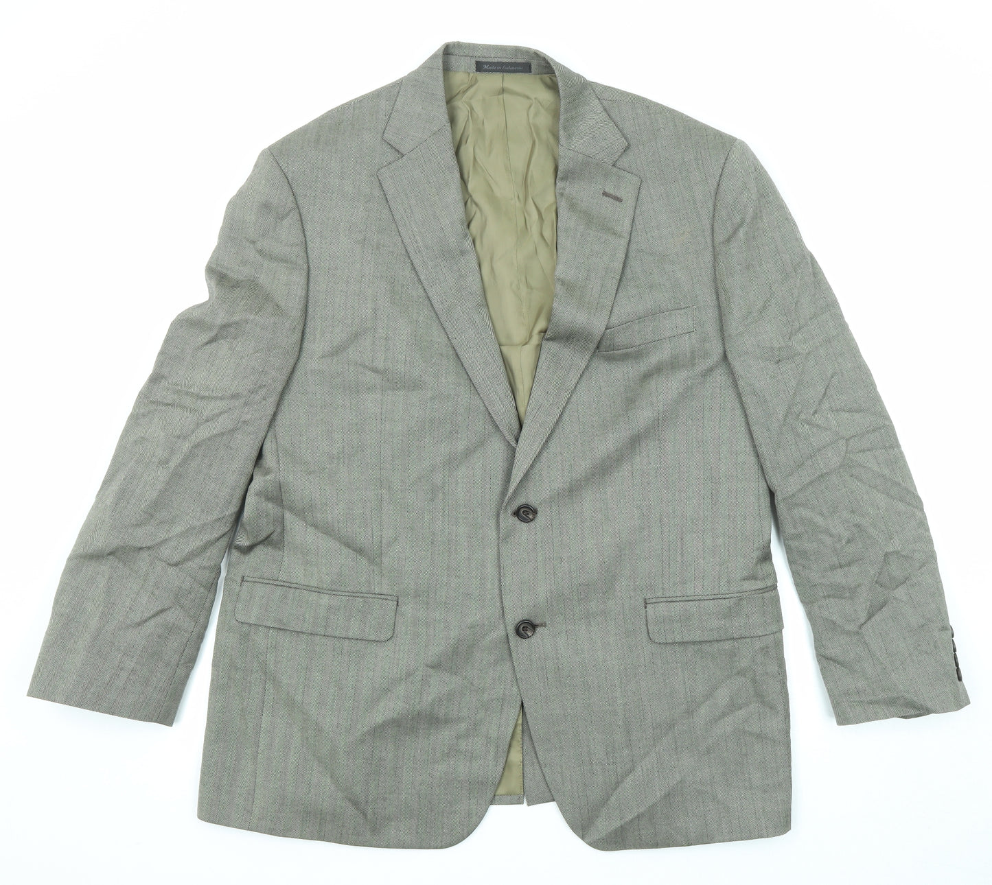 Ralph Lauren Mens Grey Herringbone Wool Jacket Suit Jacket Size 44 Regular