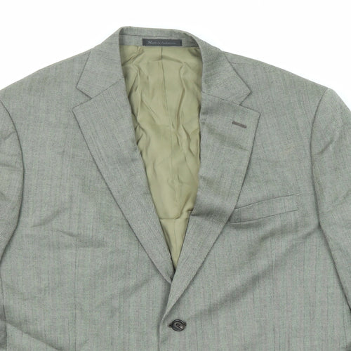 Ralph Lauren Mens Grey Herringbone Wool Jacket Suit Jacket Size 44 Regular