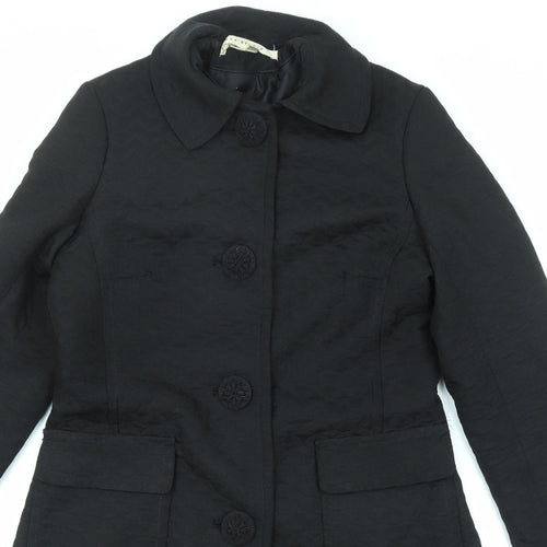 Max Studio Womens Black Overcoat Coat Size 12 Button