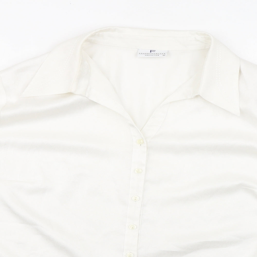 Frankenwalder Womens Ivory Polyester Basic Button-Up Size 18 Collared