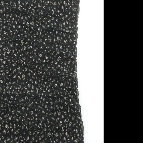 Divided by H&M Womens Black Floral Polyester Bodycon Size S V-Neck Pullover