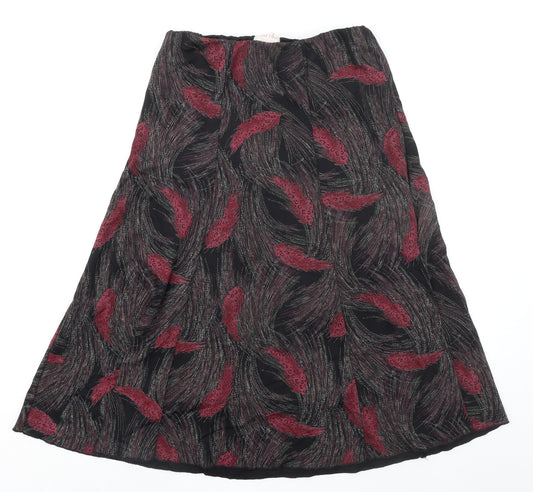 Anna Rose Womens Black Geometric Viscose Swing Skirt Size 10