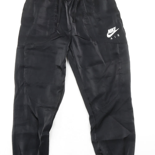 Nike Womens Black Polyester Jogger Trousers Size S L27 in Regular Tie