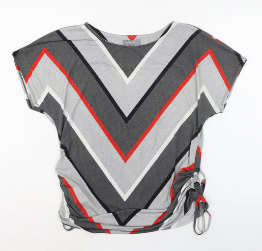 Principles Womens Multicoloured Geometric Polyester Basic T-Shirt Size 12 Round Neck