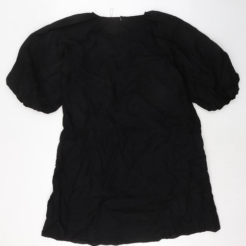 Marks and Spencer Womens Black Polyester A-Line Size 12 Round Neck Pullover