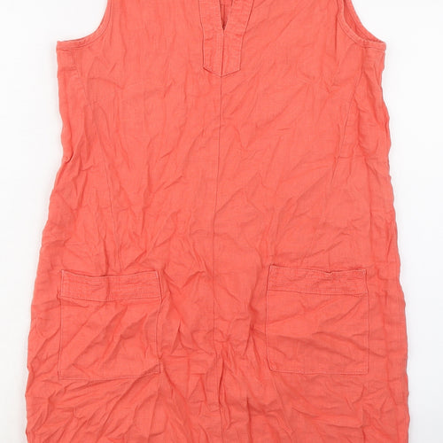 NEXT Womens Orange Linen A-Line Size 12 V-Neck Pullover