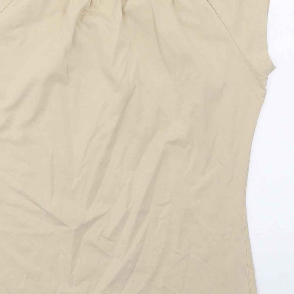 Wallis Womens Beige Cotton Basic T-Shirt Size 14 Round Neck