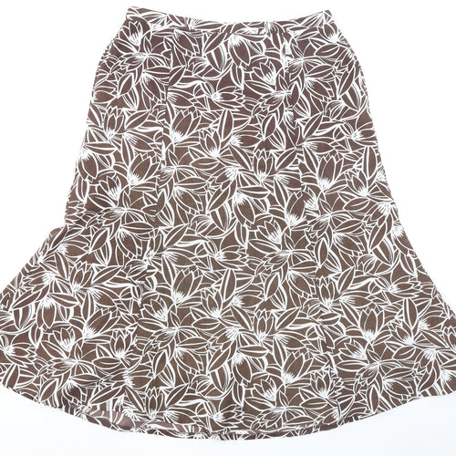 Eastex Womens Brown Geometric Polyester Swing Skirt Size 14 Zip - Leaf pattern