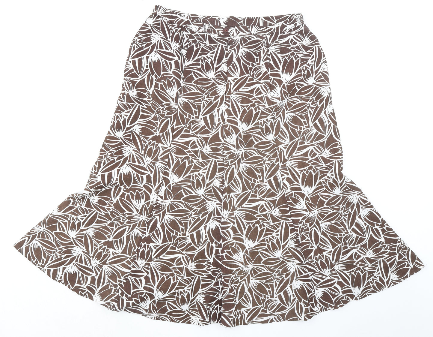 Eastex Womens Brown Geometric Polyester Swing Skirt Size 14 Zip - Leaf pattern